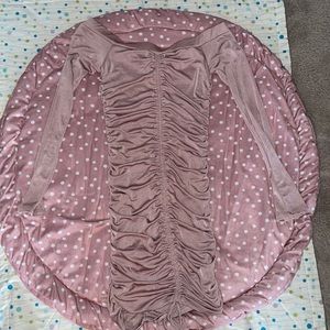 Off the shoulder mini scrunch dress